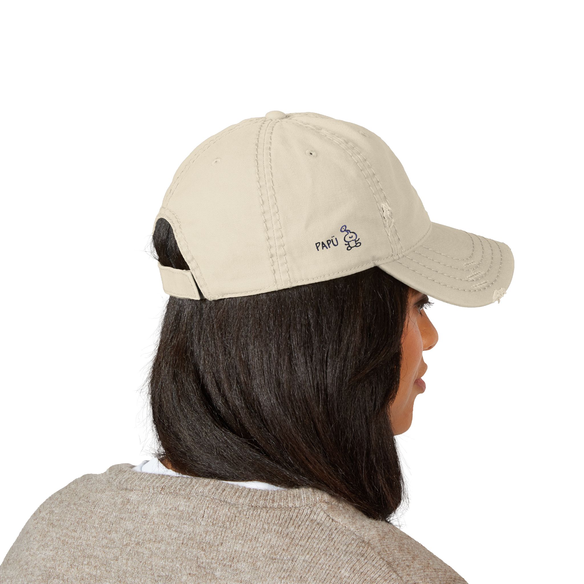 Distressed Embroidered Dad Hat — Vintage Washed Baseball Cap - Image 4
