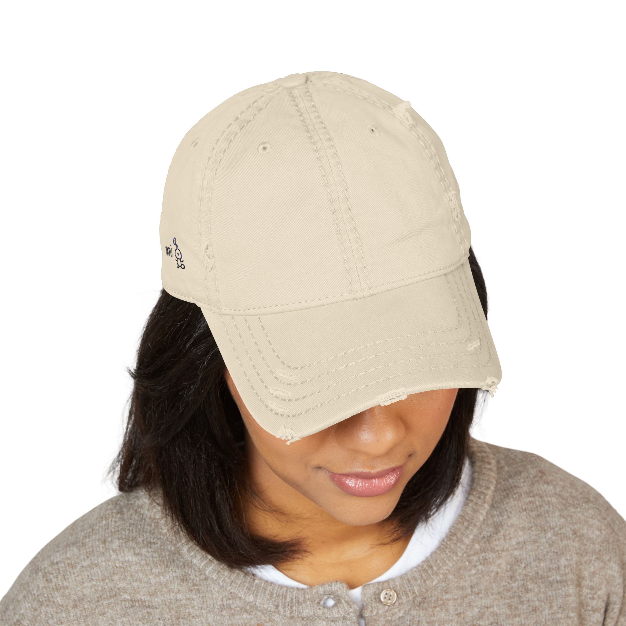 Distressed Embroidered Dad Hat — Vintage Washed Baseball Cap - Image 3